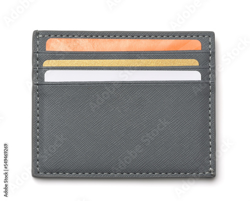 Front view of gray plastic card holder