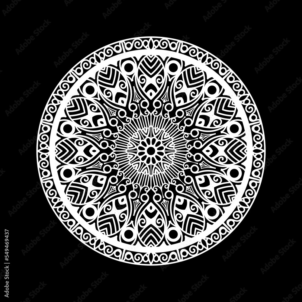 Mandala design template with black background
