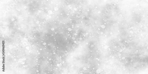 Abstract cloudy white background with snowflakes, beautiful white watercolor background with glitter particles, white bokeh background for wallpaper, invitation, cover and design. 