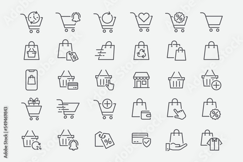 Set of grocery modern icons. Shop Trendy design. Pack of shopping icons. Vector illustration