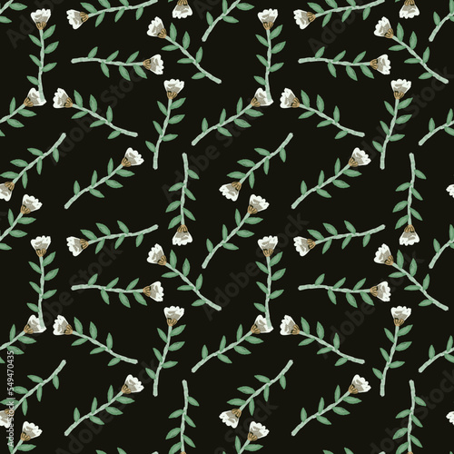 Fototapeta Naklejka Na Ścianę i Meble -  Decorative floral wallpaper. Folk flower seamless pattern in naive art style.