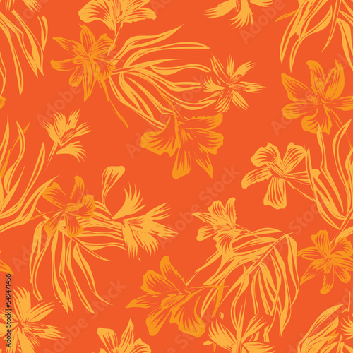 Oriental Floral Seamless Pattern Design Background