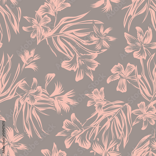 Oriental Floral Seamless Pattern Design Background