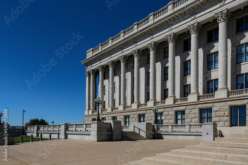 Front of the Capitol  Government building on a sunny day in the USA. High-quality photo