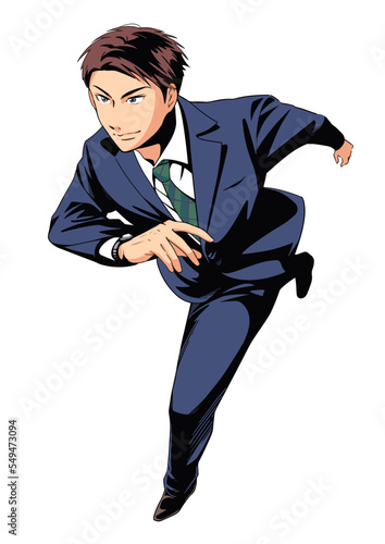 イケメンビジネスマン：走る男性 フルカラー