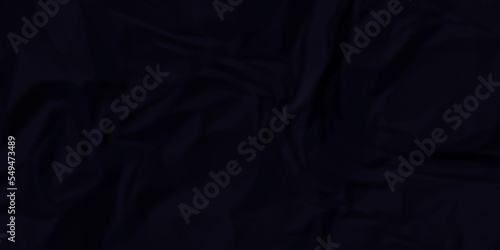 Dark Black facbric paper crumpled texture. dark black textured crumpled black paper background. panorama black paper texture background, crumpled pattern