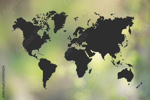 world map and defocused background