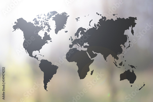 world map and defocused background
