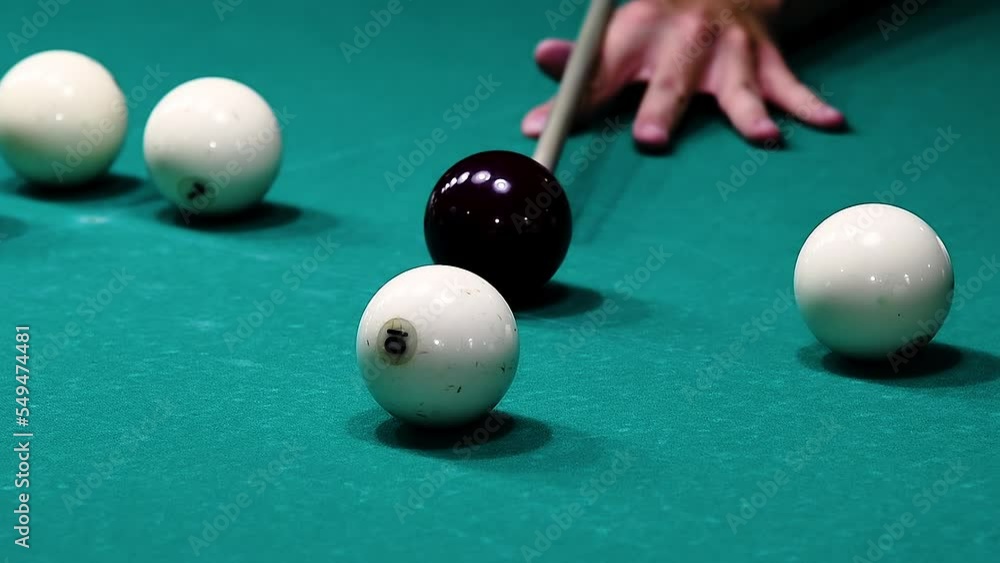 Sports game of billiards on a green cloth Sports game of billiards on a green cloth