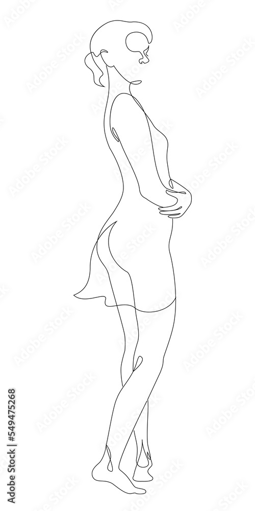Silhouette of a woman in a modern continuous line style. The girl is slim and beautiful. Lady suitable for aesthetic decor, posters, stickers, logo. Vector illustration. Silhouette of a woman in a modern continuous line style. The girl is slim and beautiful. Lady suitable for aesthetic decor, posters, stickers, logo. Vector illustration.
