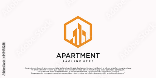 Building apartment logo design template with creative concept Premium Vector
