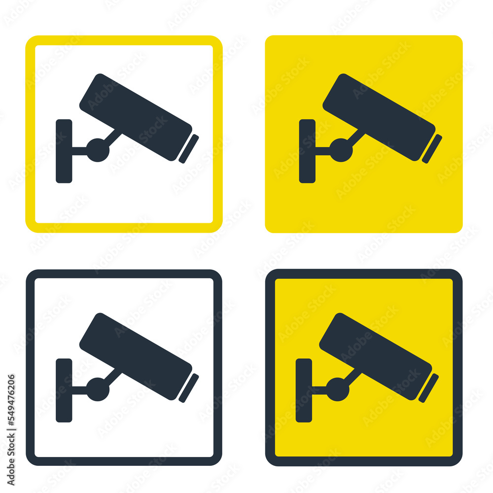 cctv sign, security camera stickers, video surveillance camera icons, video cctv set Indoor and outdoor security cameras jpg icon set. Collection of illustrations: Flat isolated design. CCTV in operat cctv sign, security camera stickers, video surveillance camera icons, video cctv set Indoor and outdoor security cameras jpg icon set. Collection of illustrations: Flat isolated design. CCTV in operat