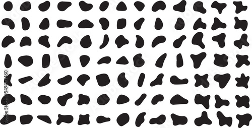 Random black blobs collection isolated on a white background