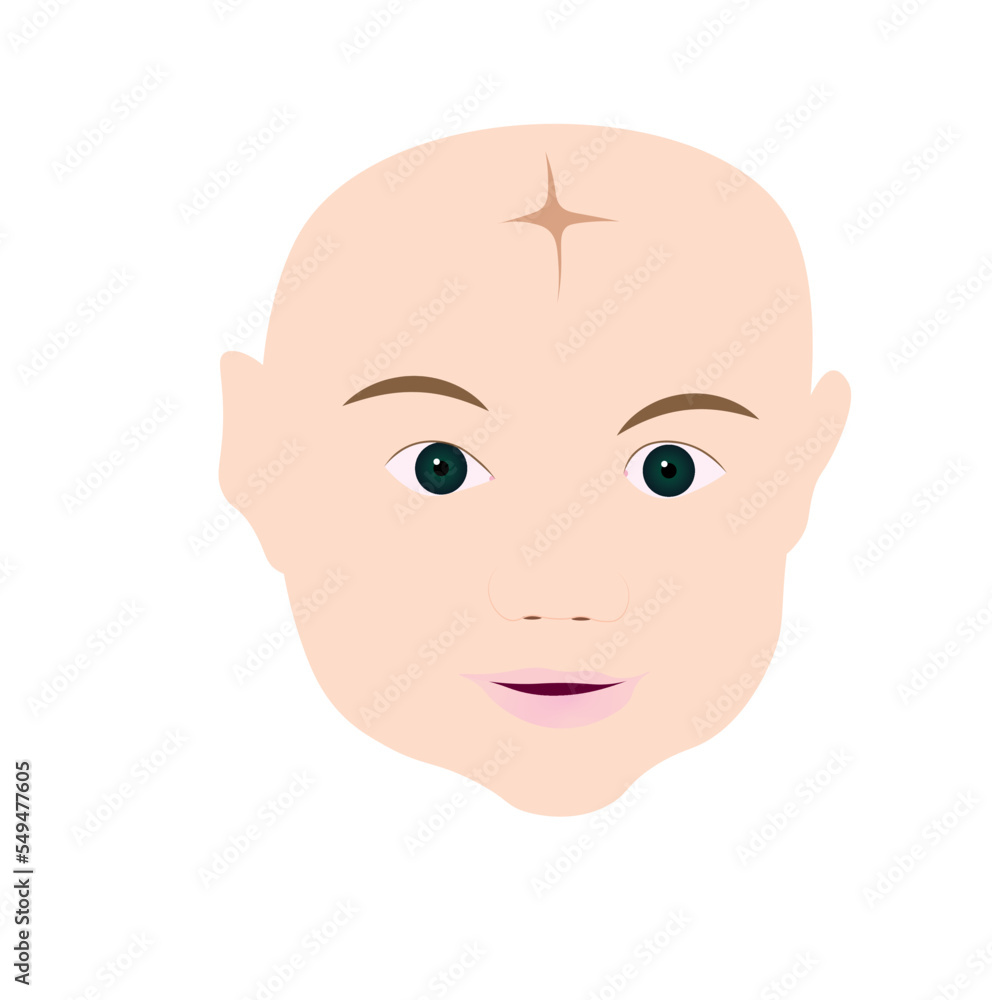 Baby head with opened fontanel. Baby head with opened fontanel.