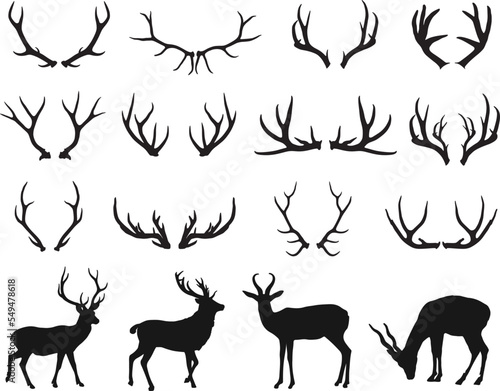 Billede på lærred Deer antlers forest animal silhouette