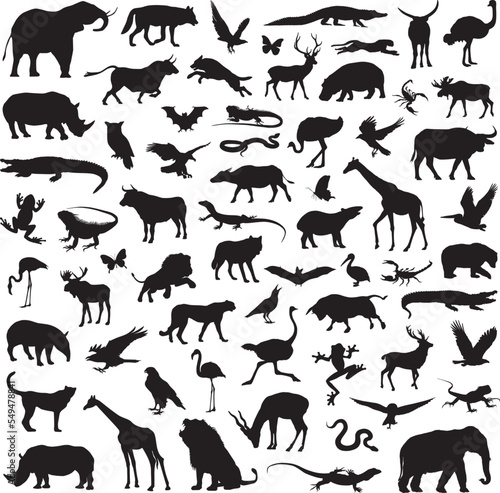 Africa safari animals wild life silhouette clip art