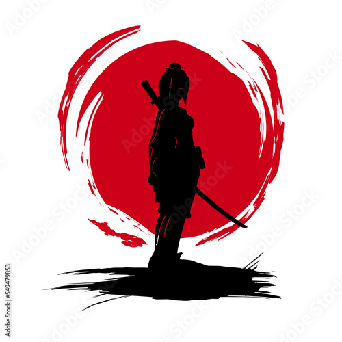 Samurai swordsman hero t-shirt colorful design. Abstract vector illustration.
