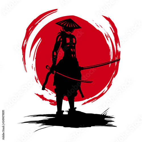 Samurai swordsman hero t-shirt colorful design. Abstract vector illustration.