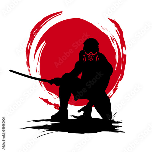Samurai swordsman hero t-shirt colorful design. Abstract vector illustration.