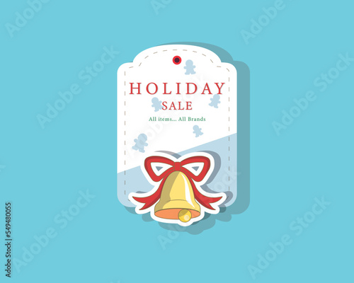 Season sale, discounts in our store, Christmas, New Year. A label, on clothes or a sticker for a store