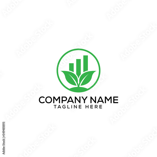 Green Minimalist Leaf Business Finance Logo Design