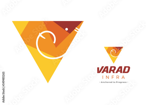 illustration of Lord Ganpati for Ganesh Chaturthi festival of India, Ganpati Bappa Morya. Varad Infra Creative Logo