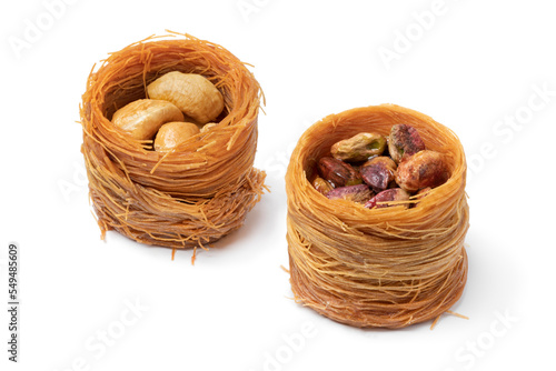 Traditional Syrian cookies stuffed with nuts isolated on white background