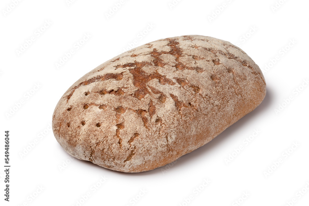 Whole German sourdough bread close up isolated on white background Whole German sourdough bread close up isolated on white background
