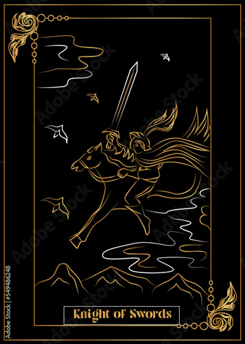 Fototapeta Naklejka Na Ścianę i Meble -  the illustration - card for tarot - Knight of Swords.