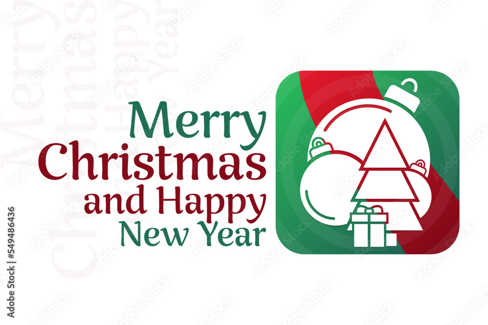 Merry Christmas and Happy New Year. Vector illustration. Holiday poster. Merry Christmas and Happy New Year. Vector illustration. Holiday poster.