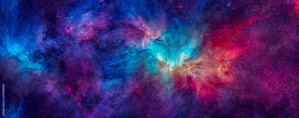 panorama colorful background with nebula galaxy space generative ai illustration