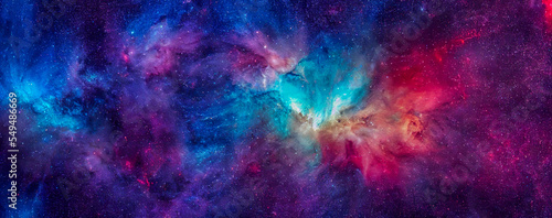 panorama colorful background with nebula galaxy space generative ai illustration © Animaflora PicsStock
