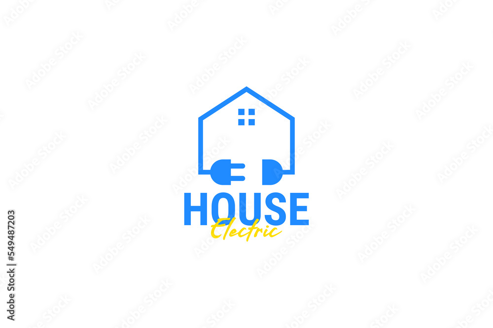 Flat house and plug logo design vector template illustration