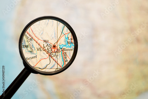 map under magnifying glass - Las Vegas