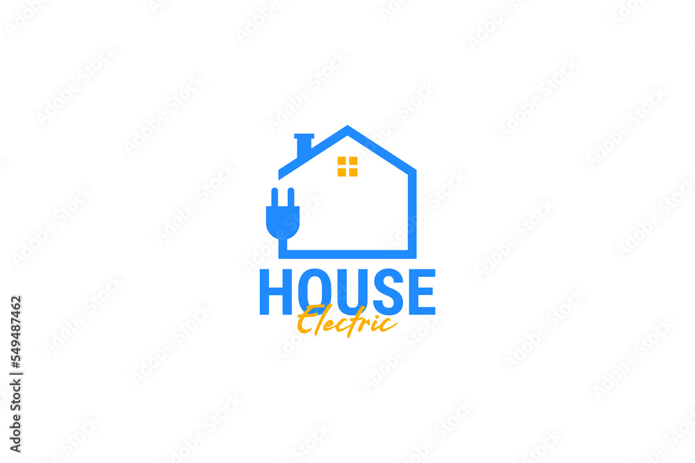 Flat house and plug logo design vector template illustration Flat house and plug logo design vector template illustration
