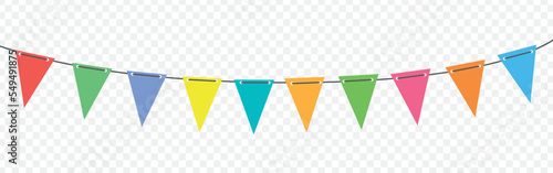 Carnival garland with flags. Festive multicolored buntings for holiday design