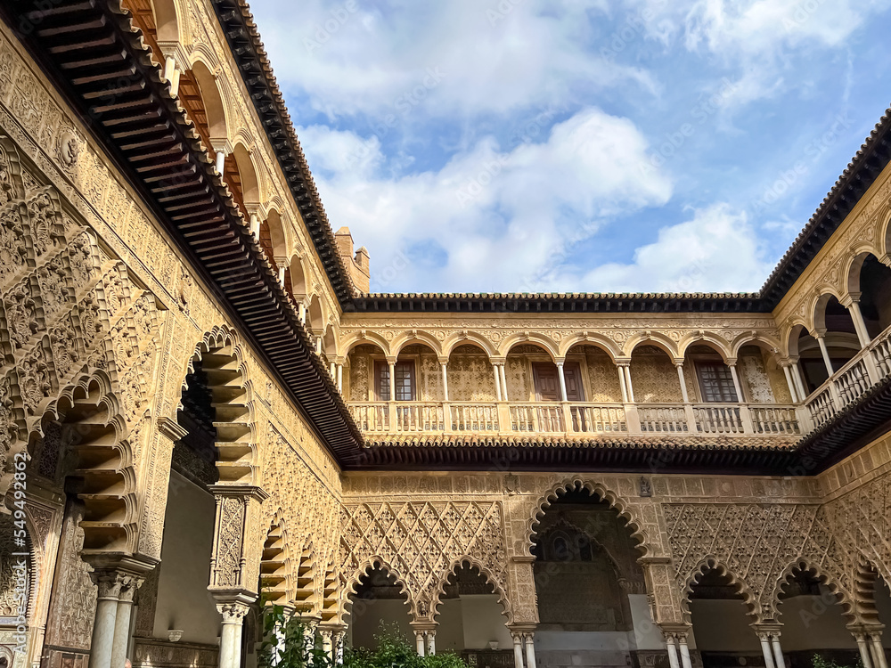 Alcazar Palace, Spanish-Moorish art, Seville, Spain. 