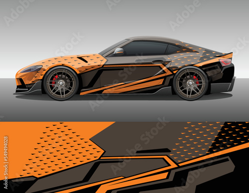 Car wrap vinyl racing decal ornament. Abstract geometric sport background design print template. Vector illustration.
