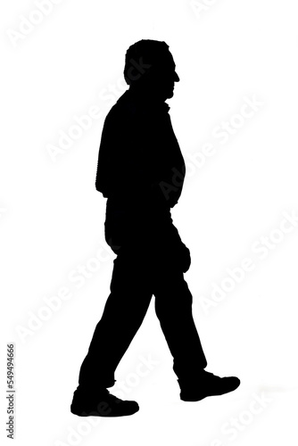 Full portrait walking on a white background
