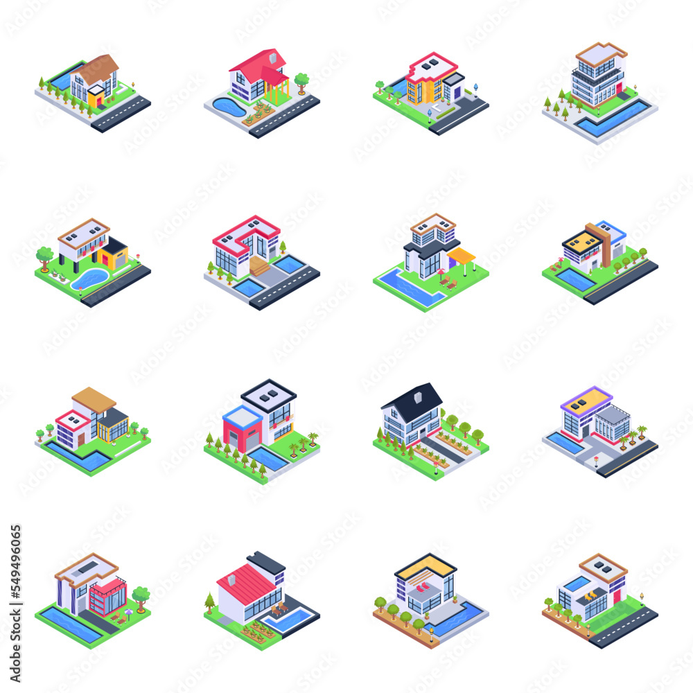 Pack of Homes Isometric Icons
Pack of Homes Isometric Icons