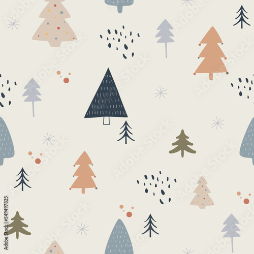 Winter forest hygge pattern for print, for wrapping paper 