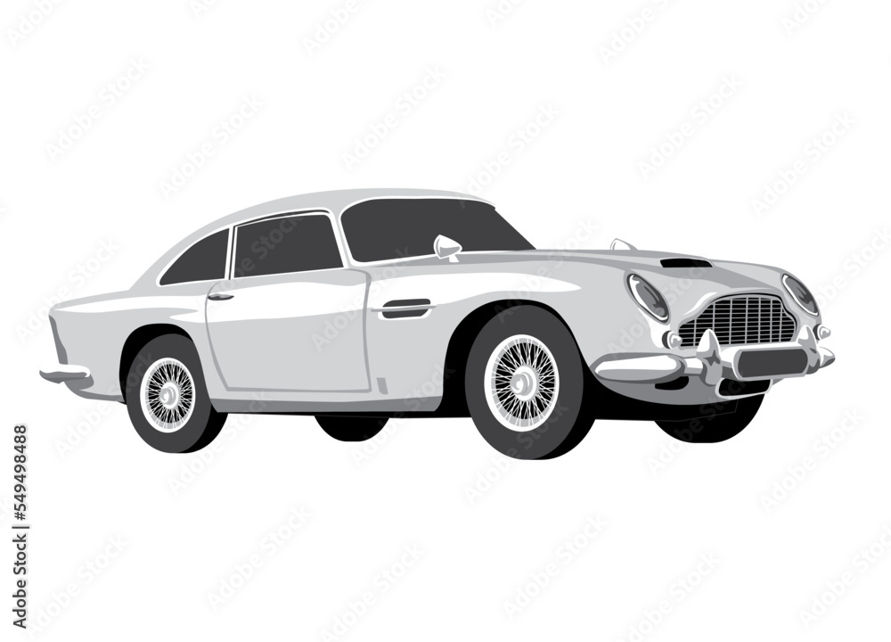 Stylized drawing of a vintage luxury car. Vector image for prints, poster and illustrations.