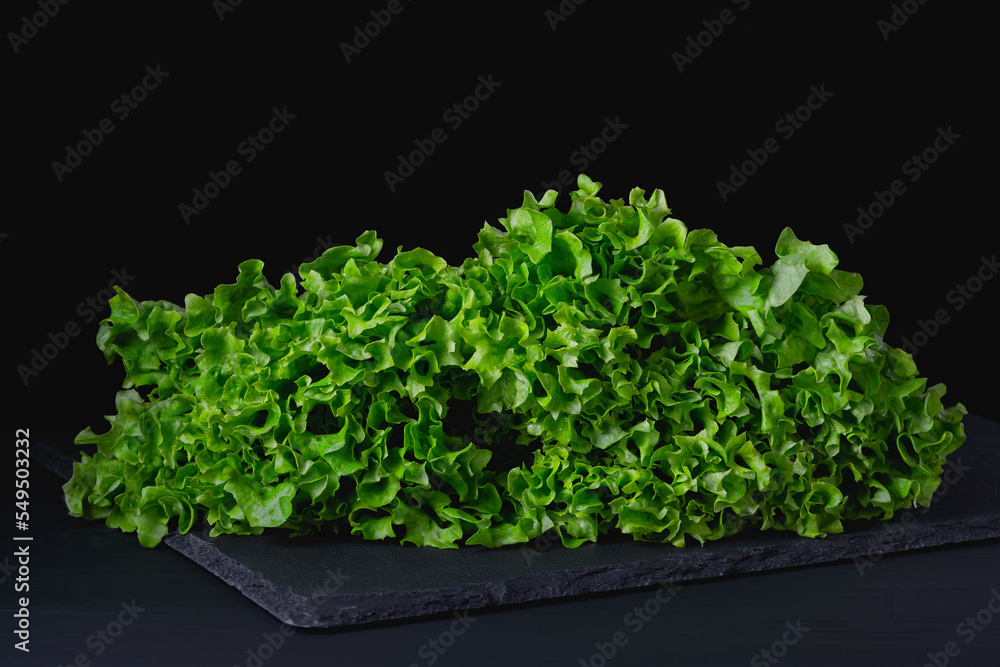 Organic fresh Green salad on black background Organic fresh Green salad on black background