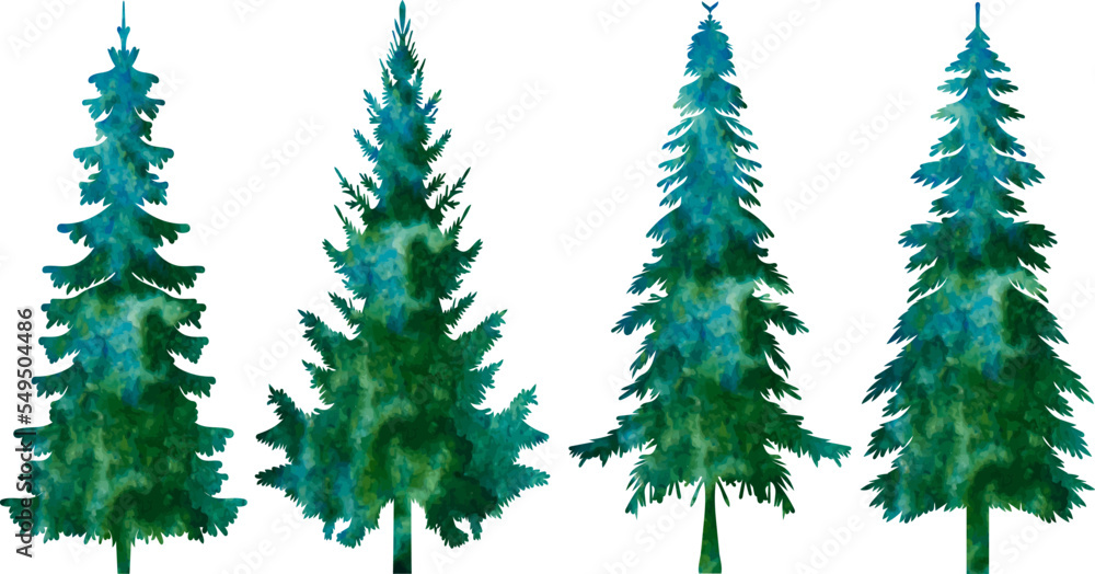 green silhouette christmas tree design vector isolated