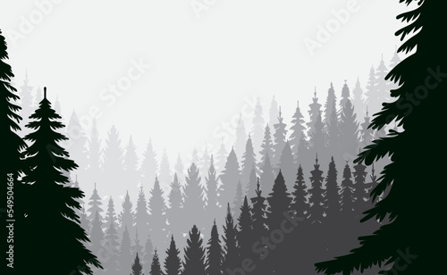black silhouette forest design vector isolated