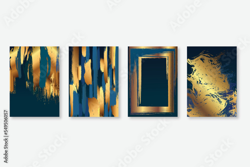 Technology cover background design set. Luxury, gold. Vector tech backdrop for business layout, digital certificate, formal brochure template, network