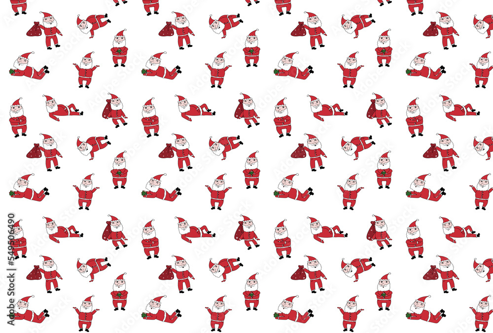 Pattern santa claus isolated on white