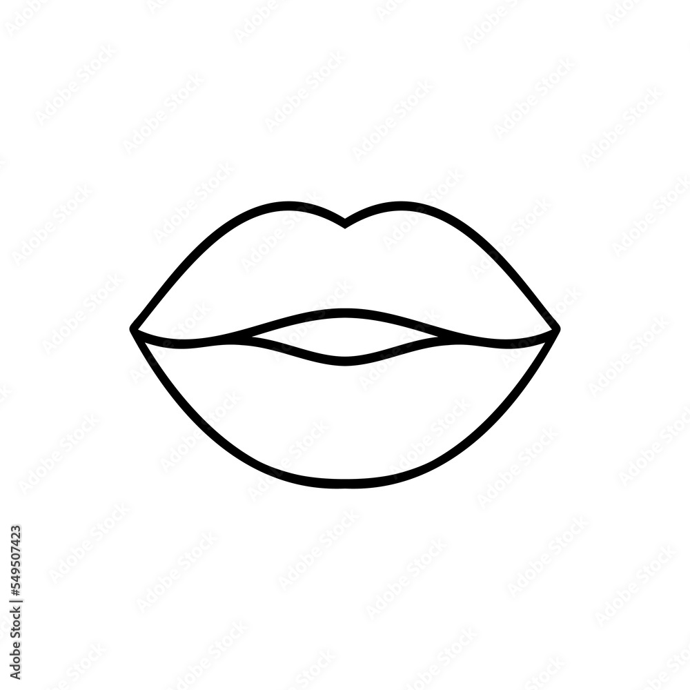 Illustration of lips black outline. Isolated Symbol. Vector Icon of cool sexy kisses. Flat cartoon sign for print, comics, fashion, pop art, design, stickers, and posters. Illustration of lips black outline. Isolated Symbol. Vector Icon of cool sexy kisses. Flat cartoon sign for print, comics, fashion, pop art, design, stickers, and posters.