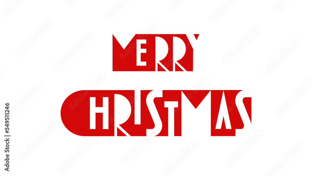 Merry Christmas, abstract geometric inscription on a white background. Original geometric style with negative space.