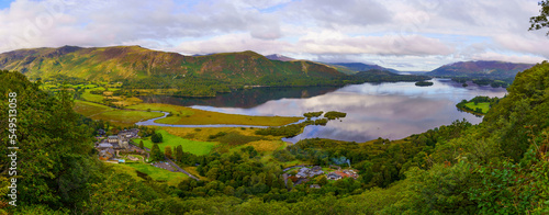 Foto Panorama of River Derwent and Derwentwater lake, the Lake District